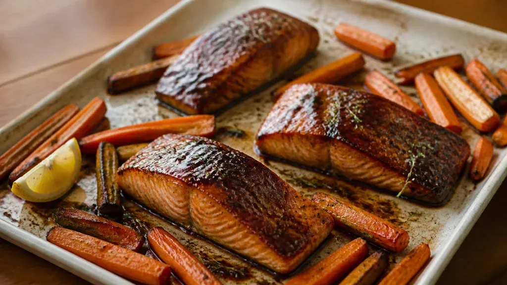 Easy Dinner Recipes: Balsamic Glazed Salmon with Roasted Carrots