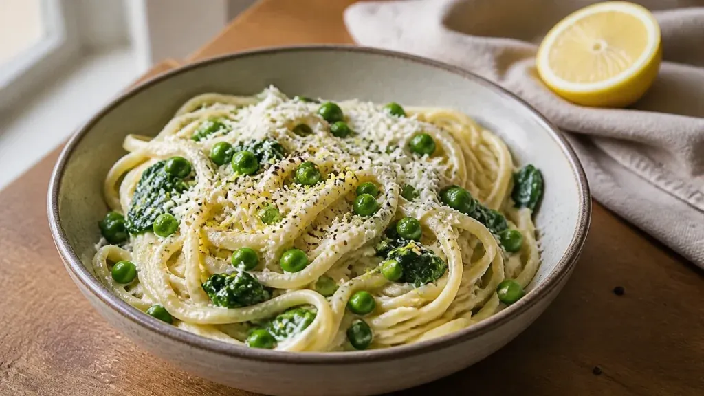 Simple Pasta Recipes: Lemon Ricotta Pasta with Spinach and Peas