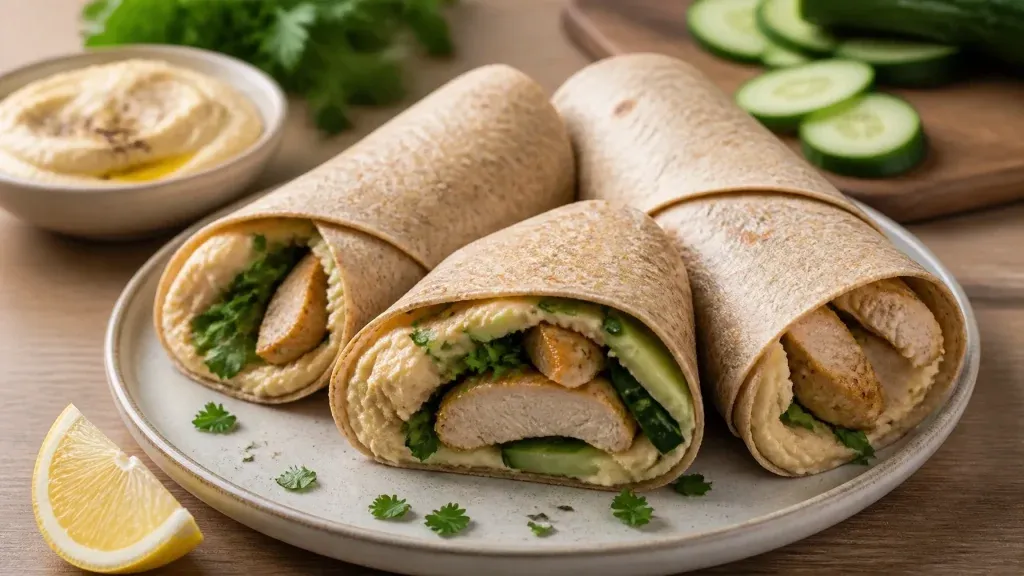 Quick Healthy Meals: 15-Minute Chicken Hummus and Cucumber Wraps