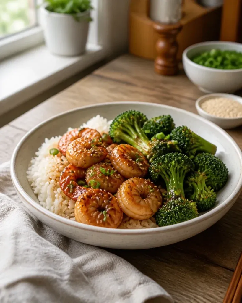 15-Minute Meals: Honey Sesame Shrimp and Broccoli Rice Bowl