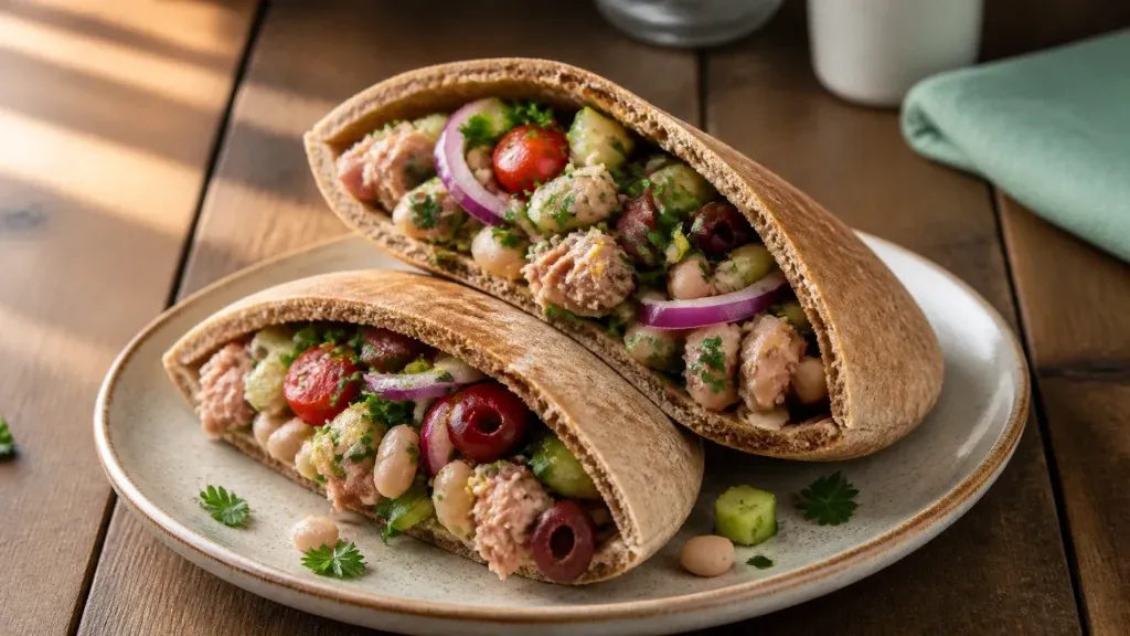 Quick Healthy Meals: Mediterranean Tuna and White Bean Pita Pockets