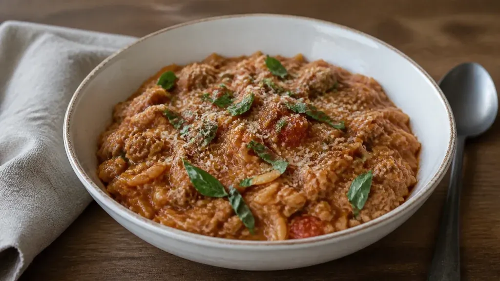 One-Pot Meals: Creamy Tomato Basil Turkey Orzo